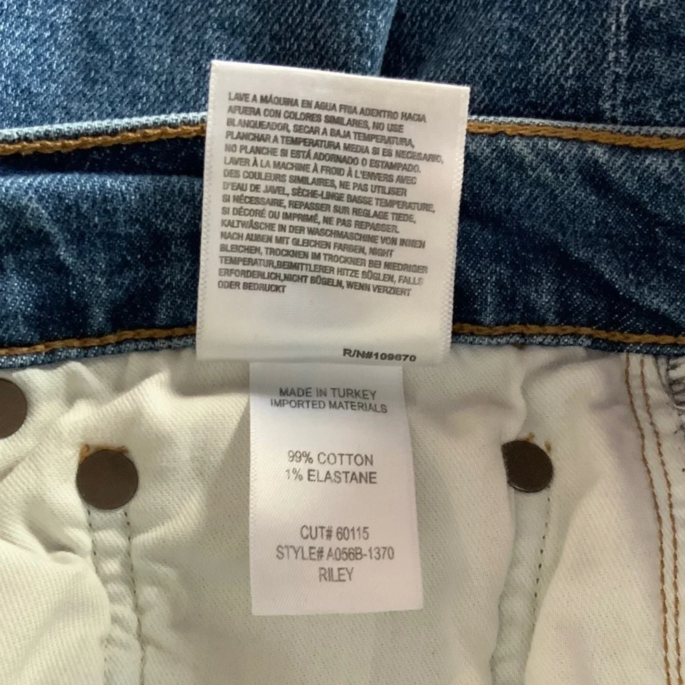 Agolde Button Fly Crop Riley Straight Leg High Rise Denim Jeans Size 29